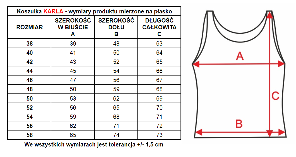 wymiary koszulki Karla